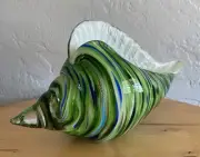 Dynasty Gallery Blown Glass Seashell, Tidepool Green 25389-7 9.5”
