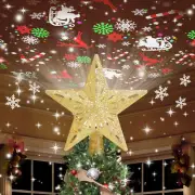 Christmas Tree Topper Star Lighted with 6 Projection Modes,Christmas Star Tree T