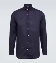[Frescobol Carioca] Frescobol Carioca Long-sleeved linen shirt UK 16 blue
