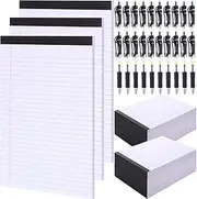 Marspark 40 Pcs 8.5 x 11 Legal Pads and 0.5 mm Retractable Ballpoint Pen, 50 Sheet Wide Ruled Notepads Perforated Lined Writing Pads Black Smooth Click Writing Pens for Home Study Office to Do Lists