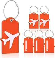 Vigorport Luggage Tags with Name ID Card, 6 Pack Flexible & Bright Silicone Luggage Tag for Suitcases TSA Approved, Best Travel Accessories for Baggage/Bag Identification (Orange)