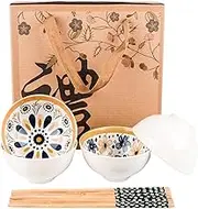 4 Pcs Ceramic Rice Bowls 10 Oz Dinnerware Gift Set for Cereal Soup Dessert Snack Fruit Salsa (Vintage Flowers)