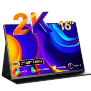 UPERFECT Portable Monitor 16" 2K USB C HDMI Monitor 16:10 Gaming Monitor Screen