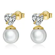 Sterling Silver Love Pearl Stud Hypoallergenic Earrings