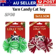 2PCS Yarn Candy Cat Toy XMAS Chew Scratch Playing Interactive Ball 5x12.5CM AU