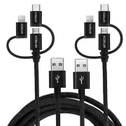 Apple MFi Certified 3 in 1 Charging Cable, CarPlay Cable, USB A to Lightning/...