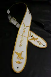 Leather guitar strap custom hand made Gretsch "White falcon" 4" 2 pc buckle