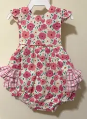 NWT Classic Whimsy Floral Fanny Ruffle Romper / Bubble Girl's Size 6 Months
