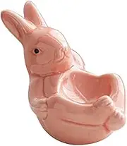 MOLUCKFU Ceramic Rabbit Egg Cup Adorable Boiled Egg Holder for Decor Minimalist Bunny Design and Decorative for Home Display