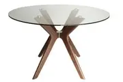 SK Designer Living | Doreen Collection | Round Glass Dining Table | Walnut | 120cm