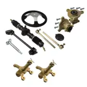 3 Stud Front Steering Wheel Kit Gear Rack Pinion Shaft Knuckle Hub Go Kart Bike