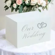 White Wood & Double Hearts Our Wedding Wishing Well Box