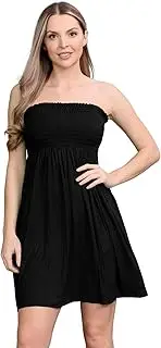 [Janisramone] Womens Ladies New Strapless Plain Boobtube Sheering Bandeau Ruched Mini Dress Summer Vest Top