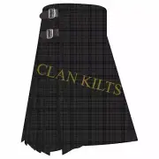 Black Dark Shadow 8-yard Scottish Handmade Traditional Tartan Kilt For Men