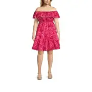 Terra & Sky Women's Plus Size Off The Shoulder Dress, Size: 3X(24-26)