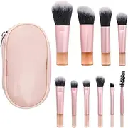 10 Pcs Mini Travel Makeup Brush Set, Portable Travel Size Makeup Brushes Kit for Foundation, Eyeshadow, Blush, Contour & Concealer