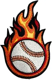 Flamin Baseball Patch - Baseball Pitcher Gifts for Baseball Player Gifts for Him - Hook and Loop Patch Major League Baseball MLB Childrens Sports Tball Little League