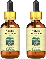 [DEVPRAYAG] Natural Squalane Oil (derived from Olives) with Glass Dropper Natural Therapeutic Grade (Pack of Two) 100mlx2 (6.76 oz)