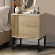 Oikiture Bedside Tables 2 Drawers Side Table Bedroom Storage Nightstand Metal