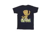 Guardians Of The Galaxy Girls Groot Dancing Cotton T-Shirt (Navy Blue) - UTBI20208