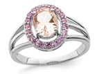 Sterling Silver Morganite (1 Carat ctw) and Synthetic Pink Sapphire Ring