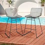 Furb Outdoor Bar Stools Set of 2, Metal Patio Bar Chairs, Outdoor Bistro Stools, Gardern Bar Stool with Backrest & Footrest