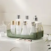 YCIA&DONE Bathroom Organizer Countertop, Makeup Storage, Skincare Cosmetic Tray Shelf, Perfume Holder Rack for Vanity Counter, Large Capacity, Easy to Install, Clean, 1 Tier, Vintage Green