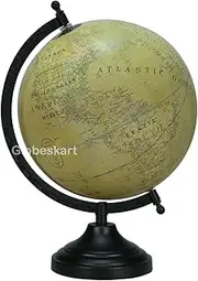 Educational/Antique Globe with Black Matt Arc and Base/World Globe/Home Decor/Office Decor/Gift Item / 8 inches (New Paris Green)
