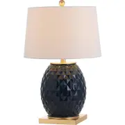 JONATHAN Y Diamond 25.5" LED Glass/Metal Table Lamp in Navy/gold at Nordstrom One Size