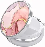 Nipichsha Pill Box, Small Pill Case for Purse & Pocket, Cute Medicine Organizer Travel Pillbox, Portable Pill Container Holder to Hold Vitamins, Medication, Fish Oil and Supplements, Pink Marble