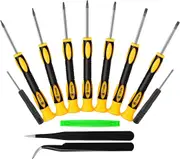 Torx Screwdriver Set T3-T10 Security Drivers ESD Tweezers Magnetic Precision Repair Kit Phone MacBook Xbox PS4 Computer Yellow