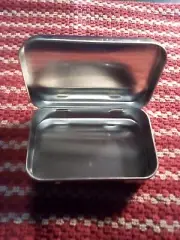 Metal Rectangular Empty Silver Hinged Tin Box Containers 3.75 x 2.45 x 0.8 "