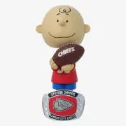 Charlie Brown Kansas City Chiefs Peanuts Super Bowl LVIII Champs Ring Bobblehead