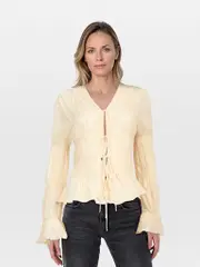 Ecru Tie Front Top