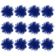 12-Pack Chiffon Flowers 3.94 x 3.94" Fabric Flowers for Craft [Dark Blue]