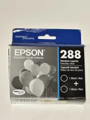 GENUINE Epson 288 Standard Capacity 2 Pack Black Ink Cartridge NEW EXP 2026