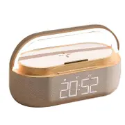Digital Alarm Clock Radio with Bluetooth Speaker,15W Wireless Charger, Dual Wireless Speaker,Adjusta Photo Color