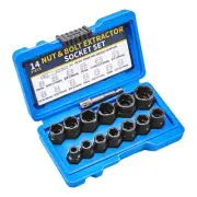 15pcs Impact Damaged Bolt Nut Screw Remover Tool Kit Socket Threading Extractor