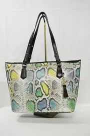 Brahmin Medium Asher Snake Embossed Leather Tote/Shoulder Bag Turquoise Del Rio