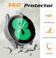 for Samsung Galaxy Watch 4 40/44mm Shockproof Cover Case with Glass, Matte Black