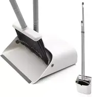 Broom and Dustpan Set, Long Handle Lightweight Broom Set Upright Standing Dustp