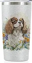 Onebttl King Charles Cavalier Gifts for Women/Men, Unique 20oz Cavalier Glitter Tumbler with Lid and Straw, Cavalier King Charles Spaniel Gifts for Birthday, Christmas