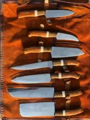 7 Pieces Mirror Polish Stainless Steel kitchen knife set with sharpener With Kit