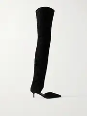 [Alaïa] Alaïa - Cutout Stretch-suede Over-the-knee Boots - Black - IT39 IT 39 Black