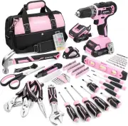 All-in-One Pink Drill Driver & Tool Kit with 157 Essential Pieces - Home Ready