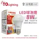 [喜萬年] TOA東亞 LLA017-8AALH LED 8W E27 黃光 全電壓 球泡燈_TO520118