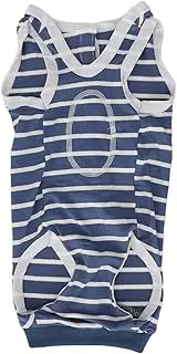 Dog Recovery Suit Stretchy Breathable Adjustable Collar Stripe Pet Post Surgery Shirt for Abdominal Wound (Febuliy6eX2y8-15)