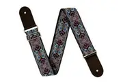 Guitar Strap - XTR 2 Inch Black Deluxe Poly Cotton 60's Purple Paisley
