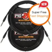 2 Pack Pig Hog PTRS15 High Performance 1/4" TRS - 1/4" TRS Instrument Cable 15ft