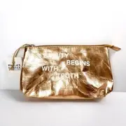 Paula's Choice Cosmetics Bag Rose Gold Limited Edition Crinkled Texture Makeup